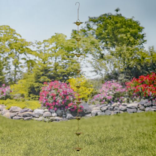 78" Iron Flower Rain Chain – Antique Rust Decorative Downspout