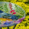 Baltimore 18" Hand-Painted Glass Birdbath with Metal Stand