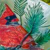 Kentucky 18" Hand-Painted Glass Cardinal Birdbath with Metal Stand