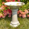 Walela 15" Hand-Painted Porcelain Birdbath with Hummingbird & Wildflowers