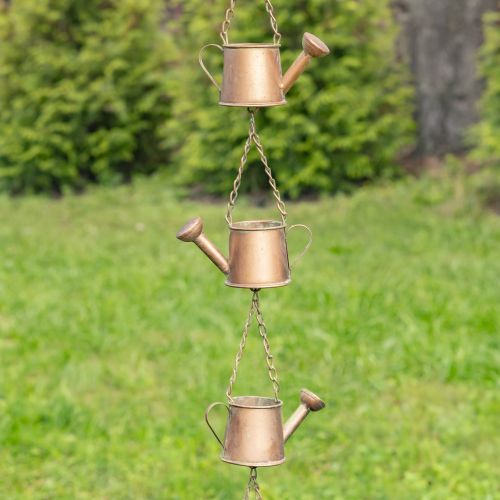 74" Iron Watering Can Rain Chain – Antique Rust Decorative Downspout