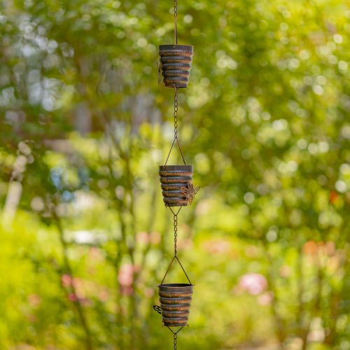 76.25" Antique Bronze Bumble Bee Rain Chain – Bucket Hive Design