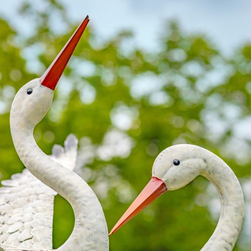 Set of Two Great White Heron Metal Garden Sculptures – 44.5" Tall